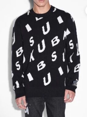 Ksubi Black Crewneck Sweater with White Lettering